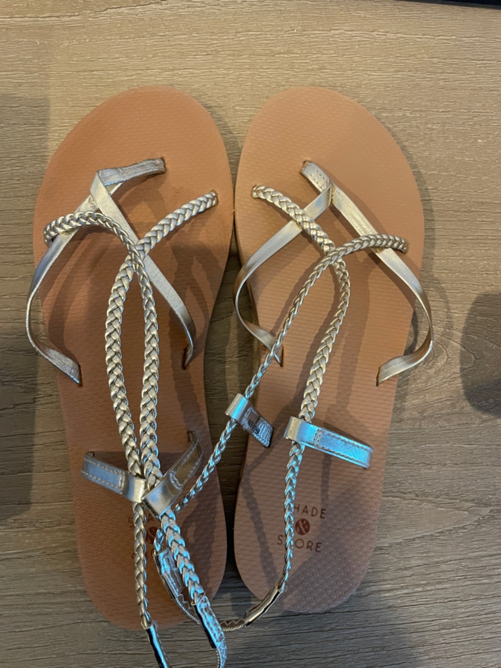 NEW Shade & Shore Women's Cami Braided Thong Sandals in Gold
